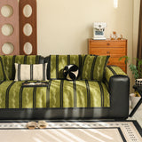 Non-Slip Sofa Cover with Thick Chenille Texture Woven Stripe Couch Protector Throw - Ornate Home