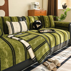 Non-Slip Sofa Cover with Thick Chenille Texture Woven Stripe Couch Protector Throw - Ornate Home