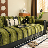 Non-Slip Sofa Cover with Thick Chenille Texture Woven Stripe Couch Protector Throw - Ornate Home
