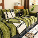 Non-Slip Sofa Cover with Thick Chenille Texture Woven Stripe Couch Protector Throw - Ornate Home