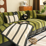 Non-Slip Sofa Cover with Thick Chenille Texture Woven Stripe Couch Protector Throw - Ornate Home