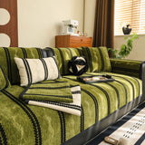 Non-Slip Sofa Cover with Thick Chenille Texture Woven Stripe Couch Protector Throw - Ornate Home