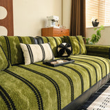 Non-Slip Sofa Cover with Thick Chenille Texture Woven Stripe Couch Protector Throw - Ornate Home