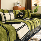 Non-Slip Sofa Cover with Thick Chenille Texture Woven Stripe Couch Protector Throw - Ornate Home