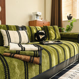 Non-Slip Sofa Cover with Thick Chenille Texture Woven Stripe Couch Protector Throw - Ornate Home