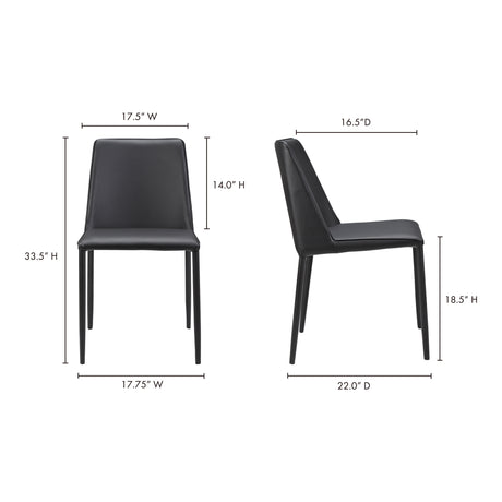 Nora Black Vegan Leather Dining Chair (Set of 2) - Ornate Home