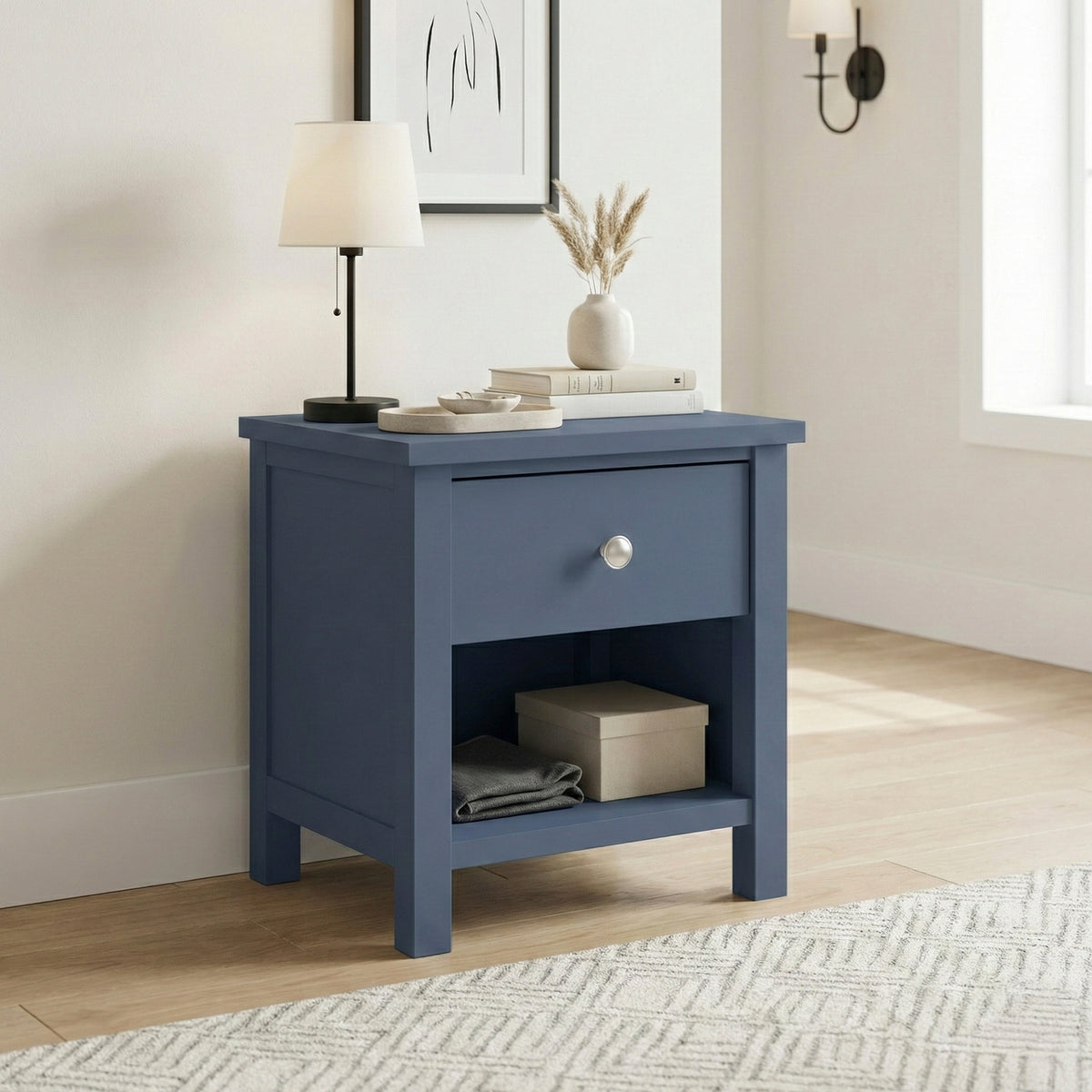 Nora Blue 1-Drawer Nightstand - Ornate Home