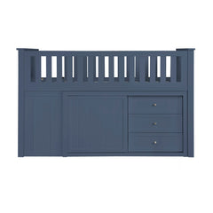 Nora Blue Low Loft Bunk With Bookcase And 2 Dressers - Ornate Home
