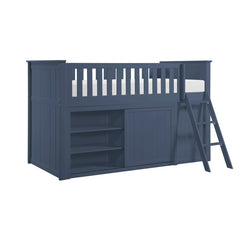 Nora Blue Low Loft Bunk With Bookcase And 2 Dressers - Ornate Home