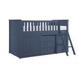 Nora Blue Low Loft Bunk With Bookcase And 2 Dressers - Ornate Home
