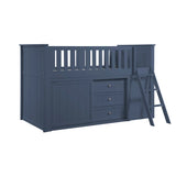 Nora Blue Low Loft Bunk With Bookcase And 2 Dressers - Ornate Home