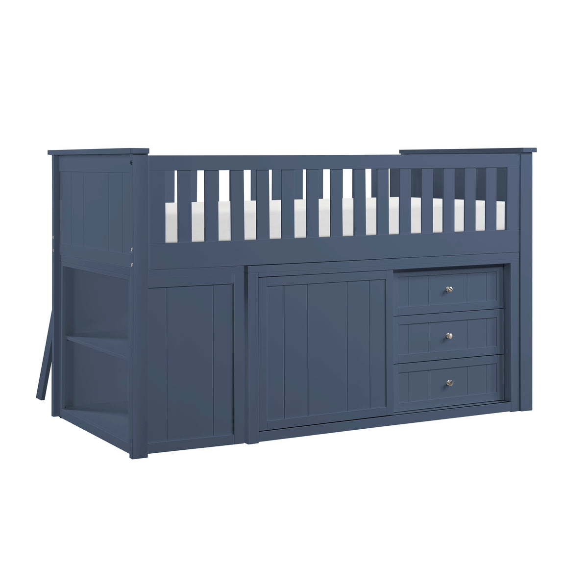 Nora Blue Low Loft Bunk With Bookcase And 2 Dressers - Ornate Home