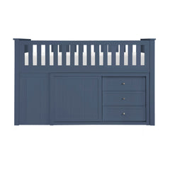 Nora Blue Low Loft Bunk With Bookcase And 2 Dressers - Ornate Home