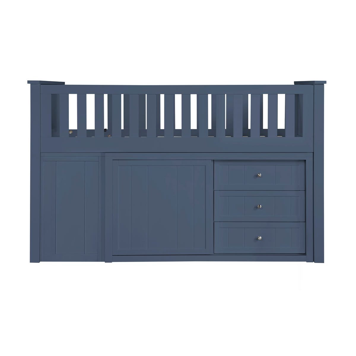 Nora Blue Low Loft Bunk With Bookcase And 2 Dressers - Ornate Home