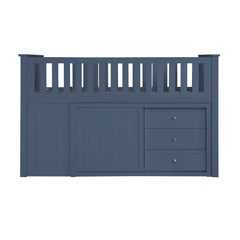 Nora Blue Low Loft Bunk With Bookcase And 2 Dressers - Ornate Home