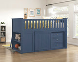 Nora Blue Low Loft Bunk With Bookcase And 2 Dressers - Ornate Home