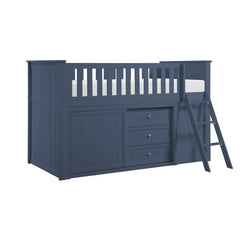 Nora Blue Low Loft Bunk With Bookcase And Dresser - Ornate Home