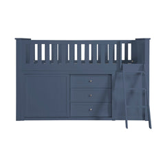 Nora Blue Low Loft Bunk With Bookcase And Dresser - Ornate Home