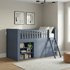 Nora Blue Low Loft Bunk With Bookcase And Dresser - Ornate Home