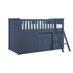 Nora Blue Low Loft Bunk With Bookcase And Dresser - Ornate Home