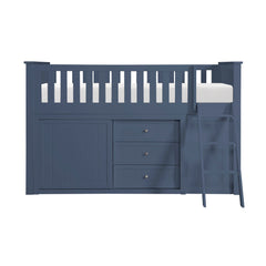 Nora Blue Low Loft Bunk With Bookcase And Dresser - Ornate Home