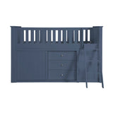 Nora Blue Low Loft Bunk With Bookcase And Dresser - Ornate Home
