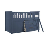 Nora Blue Low Loft Bunk With Bookcase And Dresser - Ornate Home