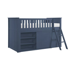Nora Blue Low Loft Bunk With Bookcase And Dresser - Ornate Home