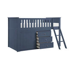 Nora Blue Low Loft Bunk With Dresser - Ornate Home