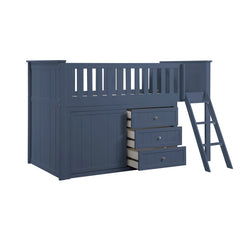 Nora Blue Low Loft Bunk With Dresser - Ornate Home