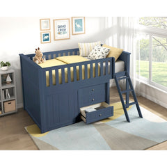 Nora Blue Low Loft Bunk With Dresser - Ornate Home
