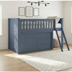 Nora Blue Low Loft Bunk With Dresser - Ornate Home