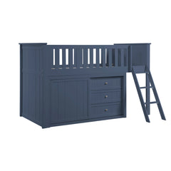 Nora Blue Low Loft Bunk With Dresser - Ornate Home