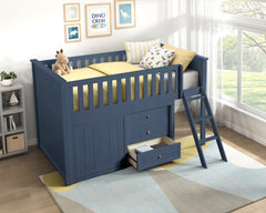 Nora Blue Low Loft Bunk With Dresser - Ornate Home