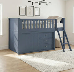 Nora Blue Low Loft Bunk With Dresser - Ornate Home