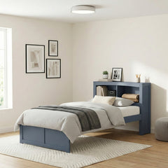 Nora Blue Twin Platform Bed Bookcase - Ornate Home