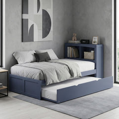 Nora Blue Twin Platform Bed Bookcase - Ornate Home