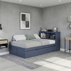 Nora Blue Twin Platform Bed Bookcase - Ornate Home