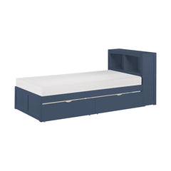 Nora Blue Twin Platform Bed Bookcase - Ornate Home