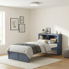 Nora Blue Twin Platform Bed Bookcase - Ornate Home