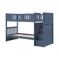 Nora Blue Twin Step Bunk Bed - Ornate Home
