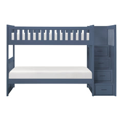 Nora Blue Twin Step Bunk Bed - Ornate Home