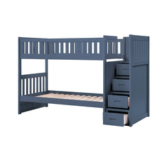 Nora Blue Twin Step Bunk Bed - Ornate Home