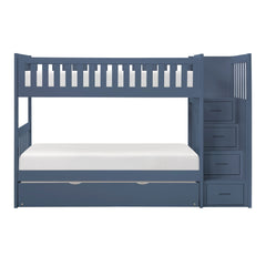 Nora Blue Twin Step Bunk Bed - Ornate Home