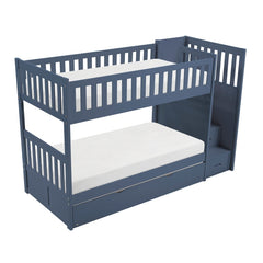 Nora Blue Twin Step Bunk Bed - Ornate Home