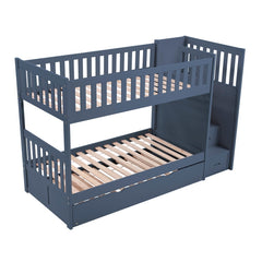 Nora Blue Twin Step Bunk Bed - Ornate Home