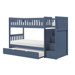 Nora Blue Twin Step Bunk Bed - Ornate Home