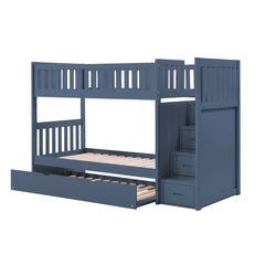 Nora Blue Twin Step Bunk Bed - Ornate Home