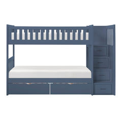 Nora Blue Twin Step Bunk Bed - Ornate Home