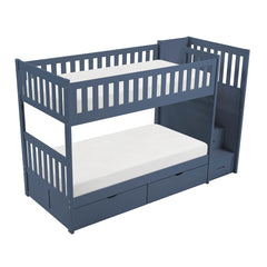 Nora Blue Twin Step Bunk Bed - Ornate Home